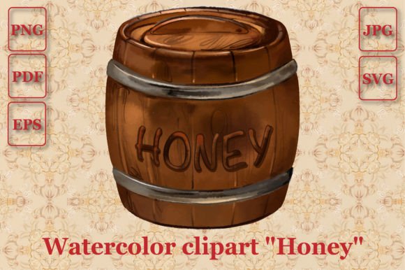 A Barrel of Honey: A Rustic Watercolor Asset for Local Branding