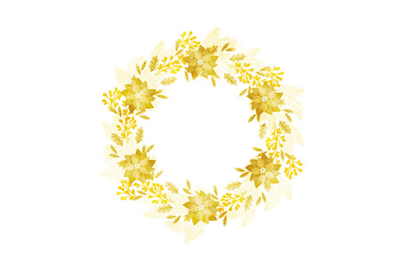A Golden Watercolor Wreath Design for Embroidery Projects