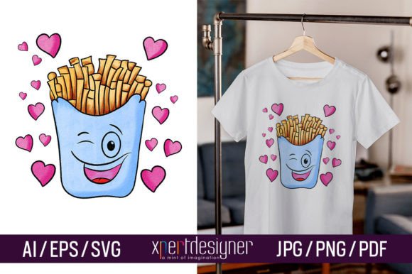 A Playful Watercolor Fries Graphic for Marketing & Illustrations