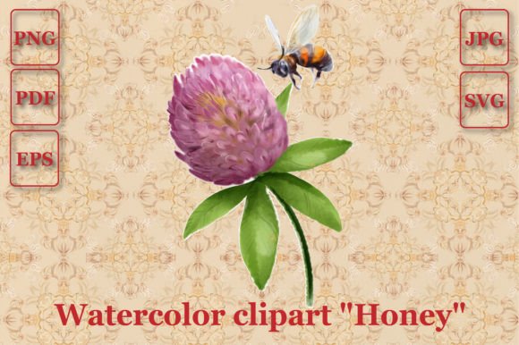 Evaluating the Clover Flower & Bee Watercolor Graphics
