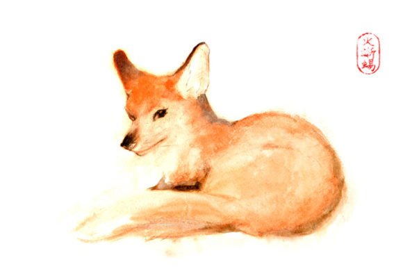 Fox Zen Watercolor Graphic for Crafters