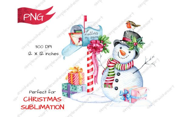 Frosty the Snowman Watercolor Graphics for Holiday Illustrations