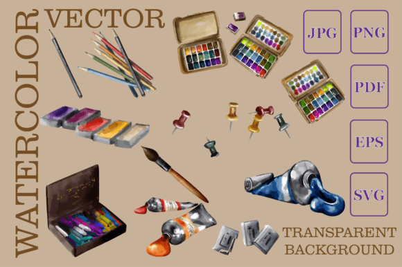 Watercolor Drawing Graphics for Education and Branding