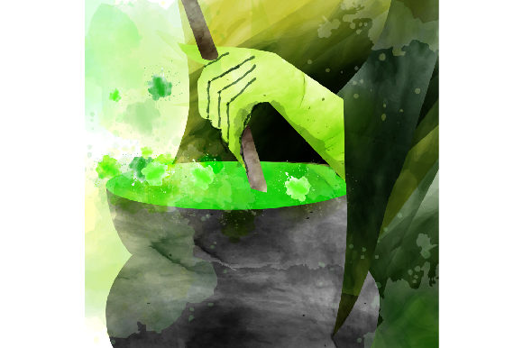 Watercolor Witch Hand Crafts for Halloween Collections
